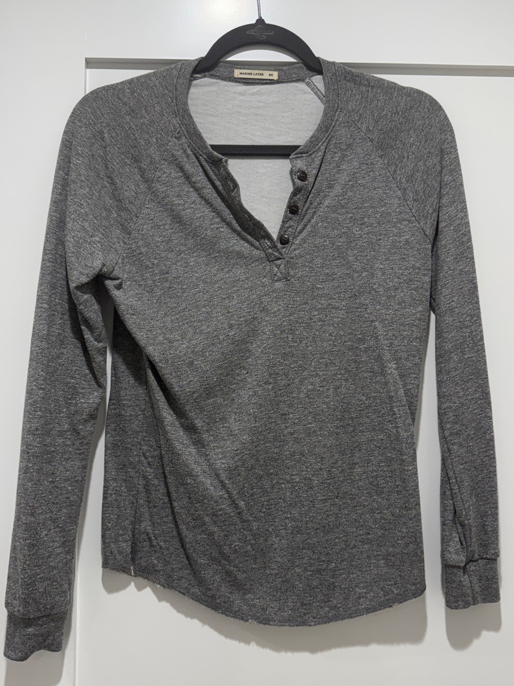 Marine Layer Heather Gray Long Sleeve Henley Shirt